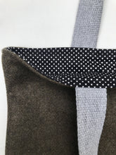 Load image into Gallery viewer, Handbag. Bag. Ex-designer olive green wool fabric and soft fuchsia leather handbag.
