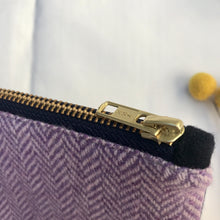 Load image into Gallery viewer, Wool Check Pouch with YKK zip. Zippered purse. Zippered pouch. YKK zipper.
