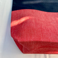 Load image into Gallery viewer, Tote bag. Vintage Japanese kimono fabric tote bag with a red bonded cotton denim bottom.
