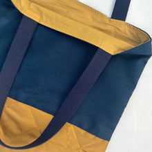Load image into Gallery viewer, Tote bag. Vintage Japanese kimono fabric with a golden yellow woven quilt bottom.
