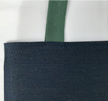 Load image into Gallery viewer, Tote bag. Vintage Japanese kimono fabric tote bag with a mustard yellow cotton denim bottom.

