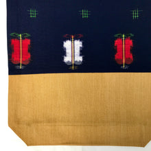 Load image into Gallery viewer, Tote bag. Vintage Japanese kimono fabric with a yellow mustard denim bottom.
